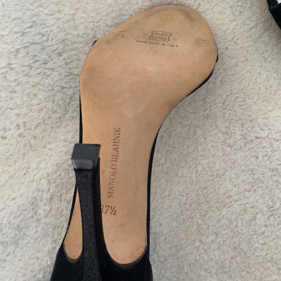 Black Satin Luxurious 4 inch Sandals with Crystal ankle bracelets. - Picture 3 of 6